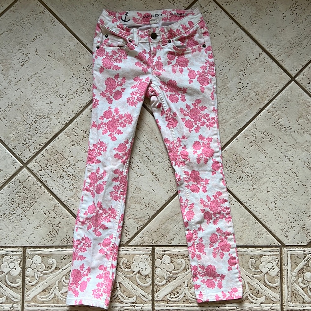 Floral Jeans Girls 8S Lands End